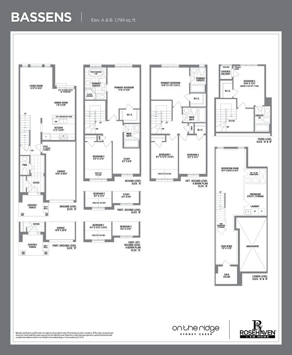 The Bassens new home model plan at the On the Ridge (RH) by Rosehaven Homes in Stoney Creek