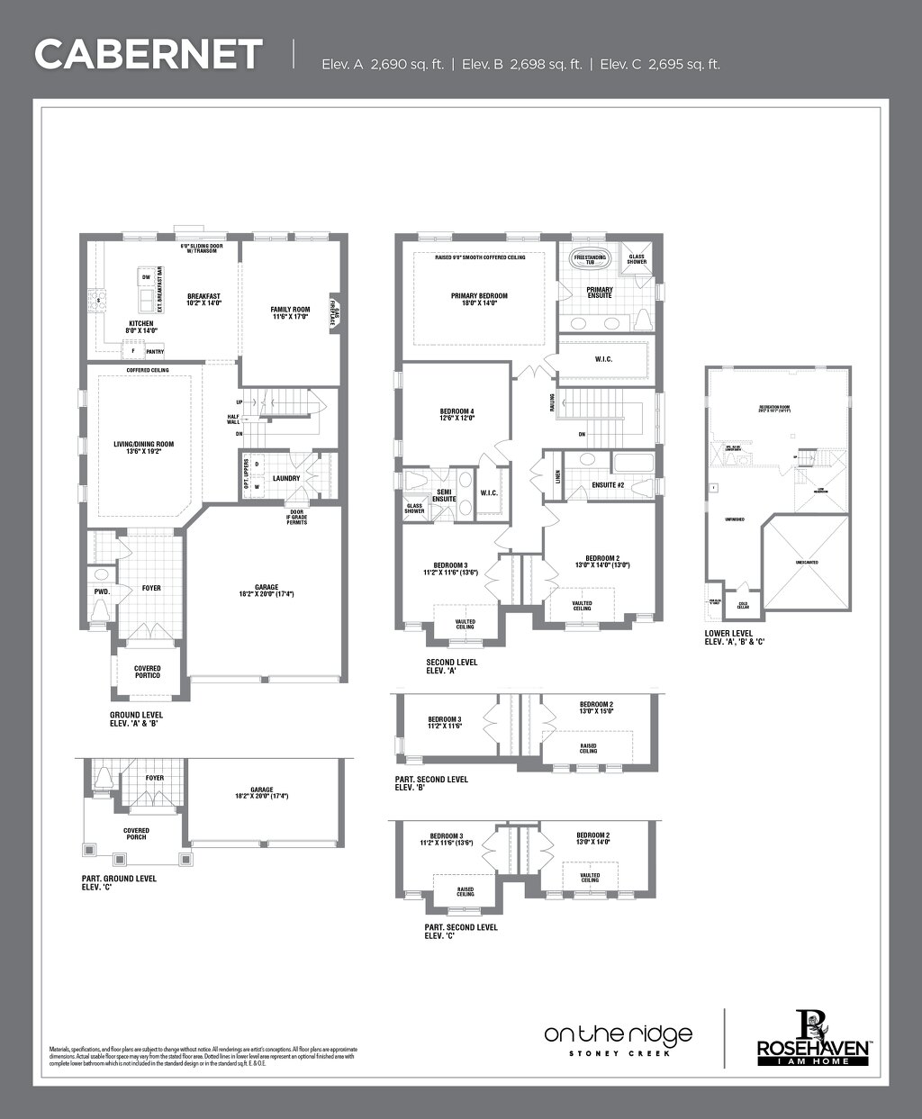 Cabernet floor plan at On the Ridge (RH) by Rosehaven Homes in Stoney Creek, Ontario