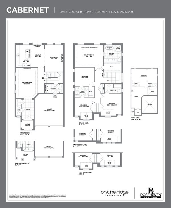 The Cabernet new home model plan at the On the Ridge (RH) by Rosehaven Homes in Stoney Creek