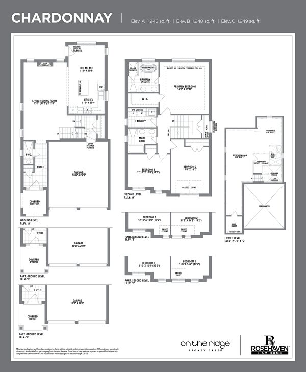 The Chardonnay new home model plan at the On the Ridge (RH) by Rosehaven Homes in Stoney Creek