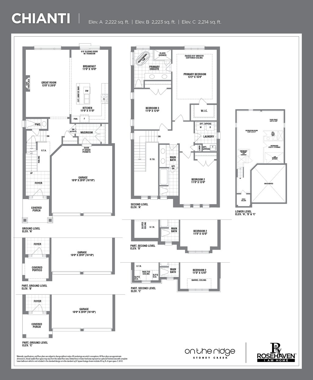 Chianti floor plan at On the Ridge (RH) by Rosehaven Homes in Stoney Creek, Ontario