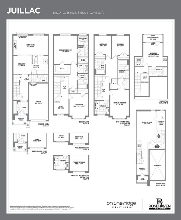 The Juillac new home model plan at the On the Ridge (RH) by Rosehaven Homes in Stoney Creek