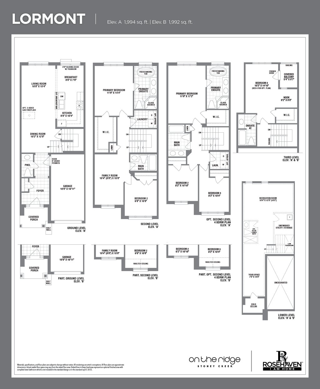 Lormont floor plan at On the Ridge (RH) by Rosehaven Homes in Stoney Creek, Ontario