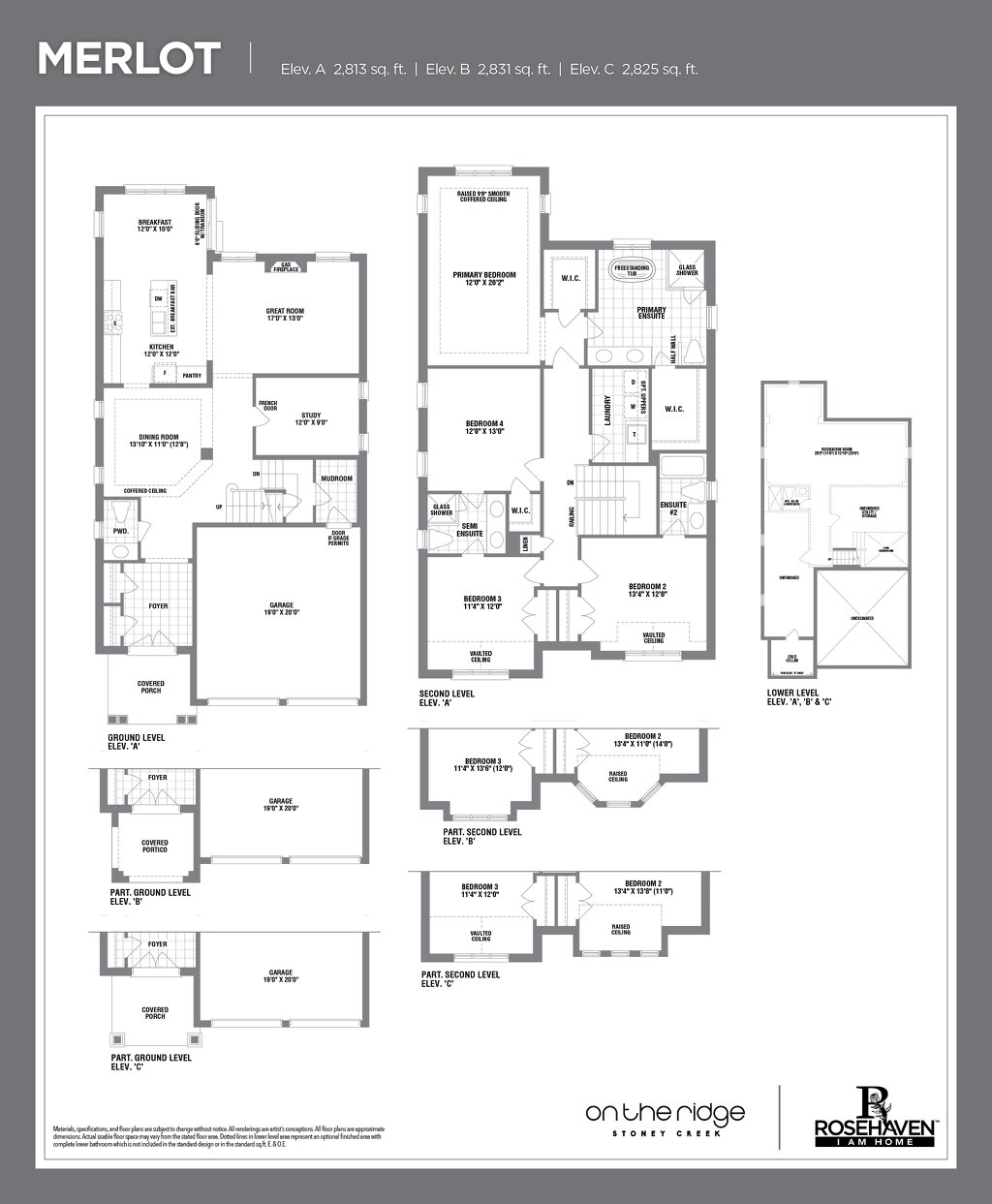 Merlot floor plan at On the Ridge (RH) by Rosehaven Homes in Stoney Creek, Ontario