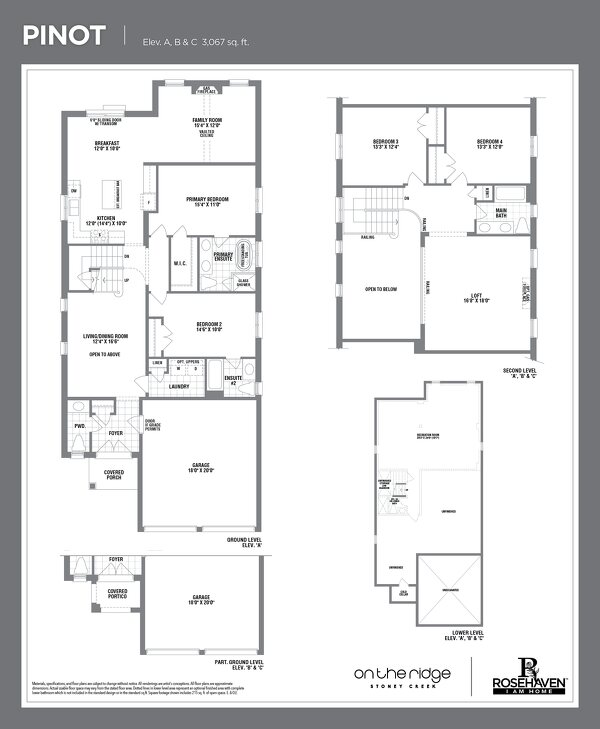 The Pinot new home model plan at the On the Ridge (RH) by Rosehaven Homes in Stoney Creek