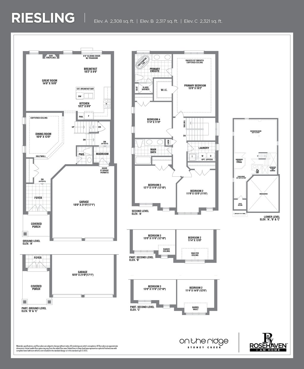 Riesling floor plan at On the Ridge (RH) by Rosehaven Homes in Stoney Creek, Ontario