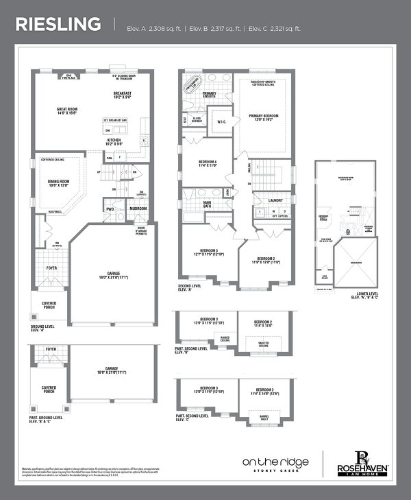 The Riesling new home model plan at the On the Ridge (RH) by Rosehaven Homes in Stoney Creek