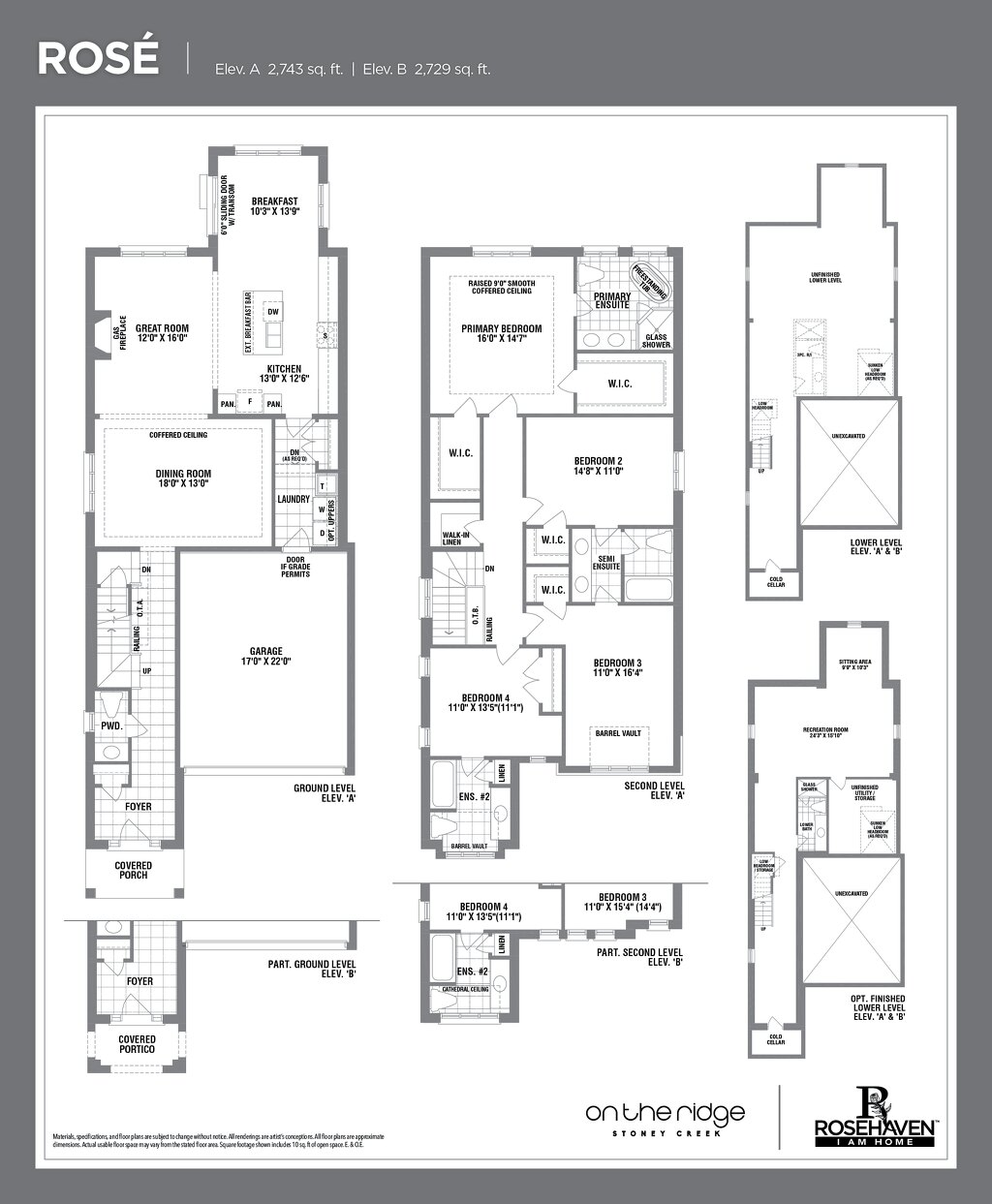 Rosé floor plan at On the Ridge (RH) by Rosehaven Homes in Stoney Creek, Ontario