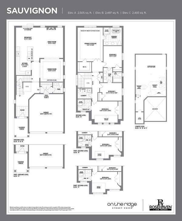 The Sauvignon new home model plan at the On the Ridge (RH) by Rosehaven Homes in Stoney Creek