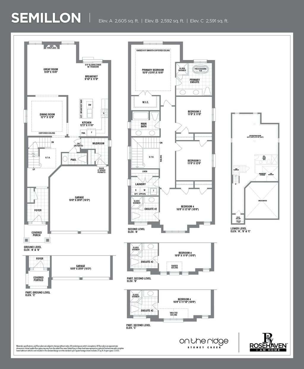 Semillon floor plan at On the Ridge (RH) by Rosehaven Homes in Stoney Creek, Ontario