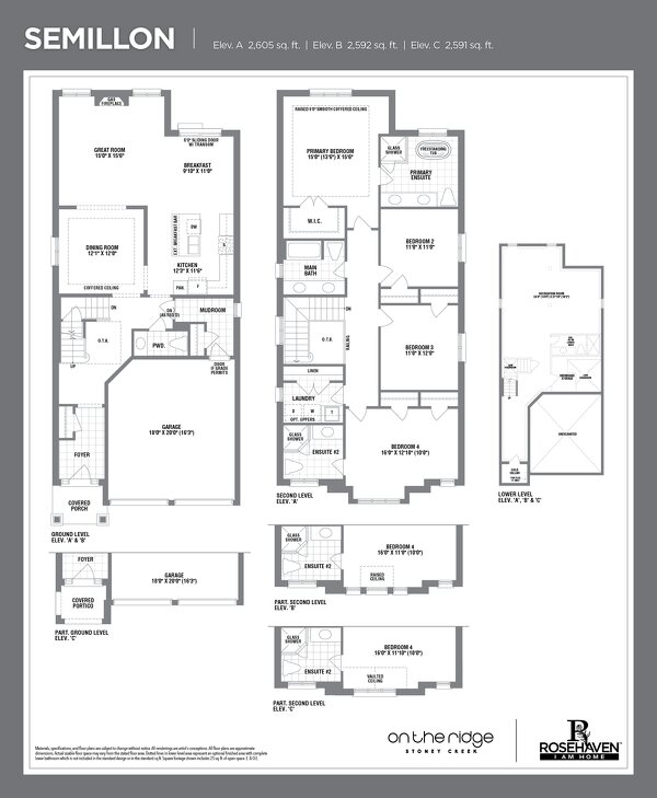 The Semillon new home model plan at the On the Ridge (RH) by Rosehaven Homes in Stoney Creek