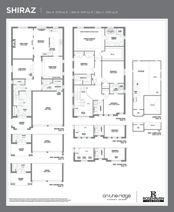 The Shiraz new home model plan at the On the Ridge (RH) by Rosehaven Homes in Stoney Creek