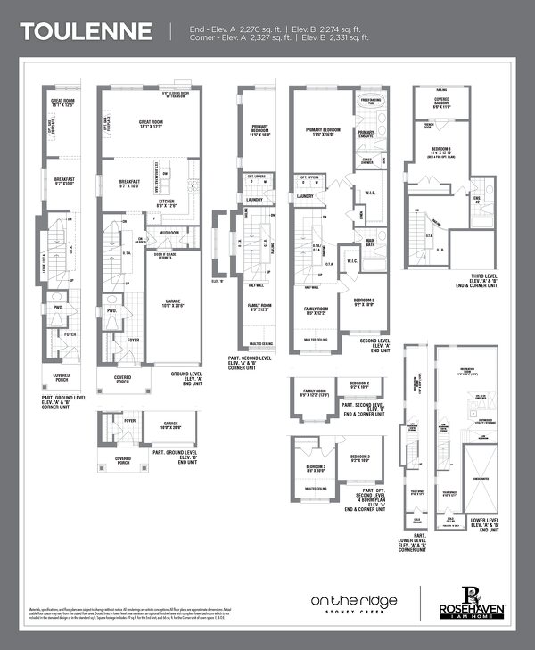 The Toulenne (Corner) new home model plan at the On the Ridge (RH) by Rosehaven Homes in Stoney Creek