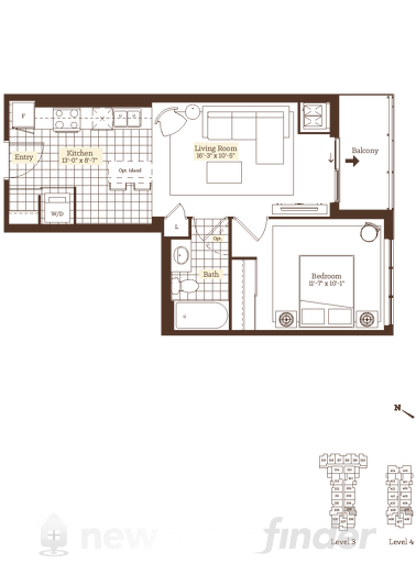 Suite 1E floor plan at The Metalworks by Fusion Homes in Guelph, Ontario