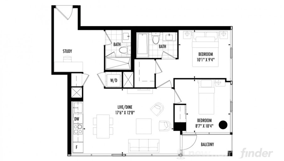 2 bedroom floor plan at 158 Front by Fernbrook Homes in Toronto, Ontario