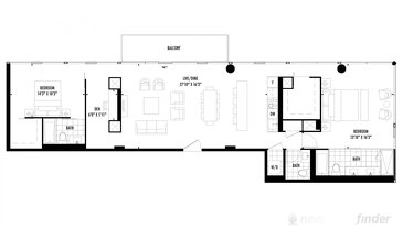 The 2 bedroom + Den new home model plan at the 158 Front by Fernbrook Homes in Toronto