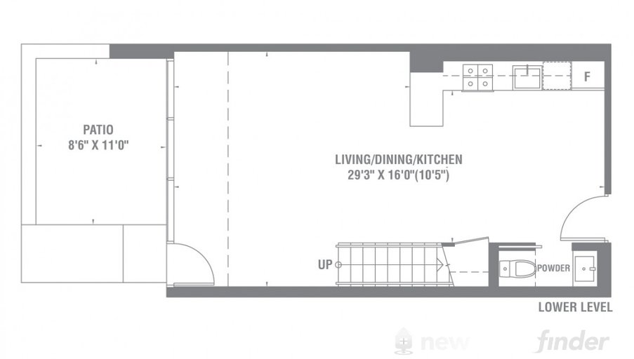 One Bedroom + Den floor plan at Pier 27 by Fernbrook Homes in Toronto, Ontario