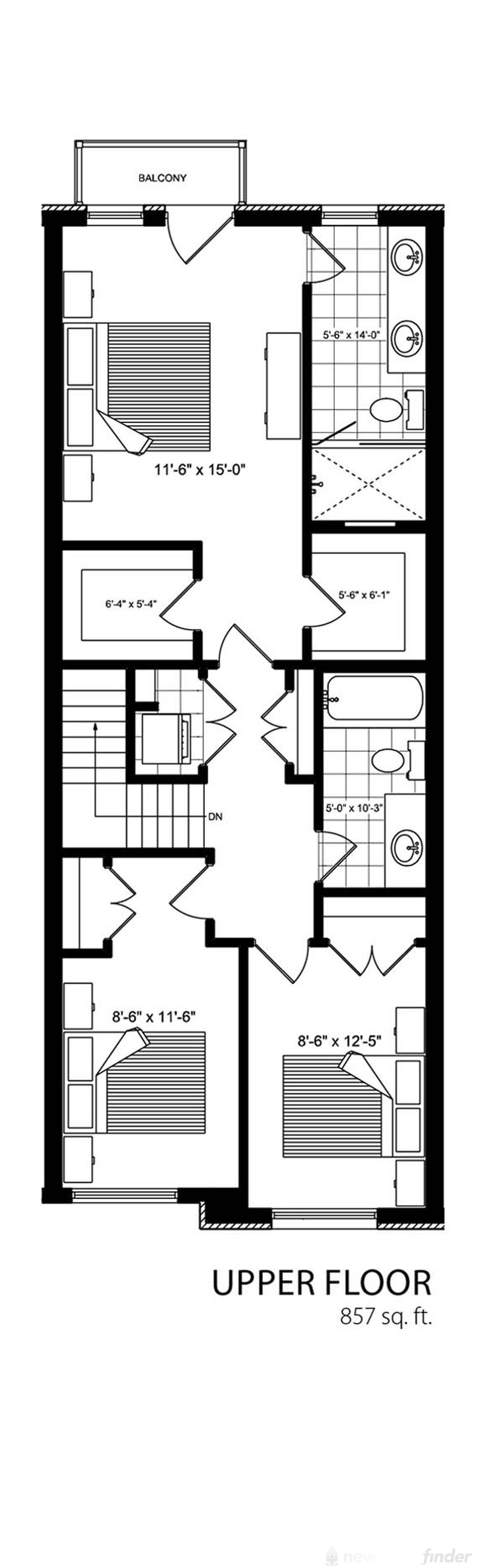 Image of 3 Bed + Rec Room level 3 at the Gallery Towns development in Guelph