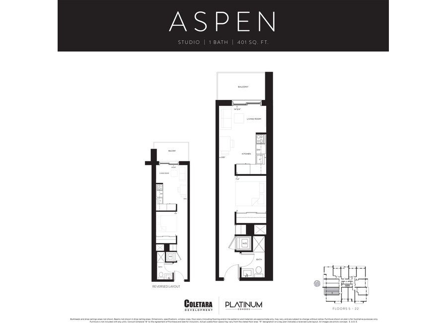 Aspen floor plan at Platinum Condos by Coletara in Hamilton, ON
