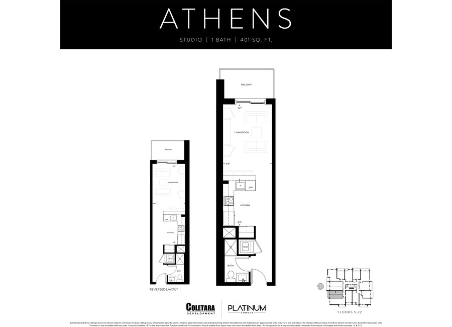 Athens floor plan at Platinum Condos by Coletara in Hamilton, ON