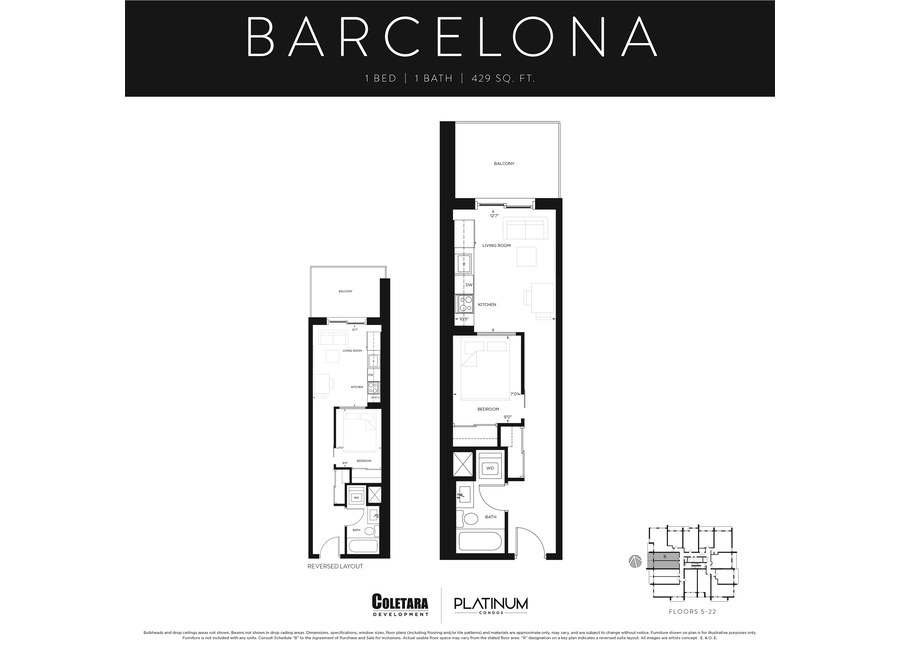 Barcelona floor plan at Platinum Condos by Coletara in Hamilton, ON