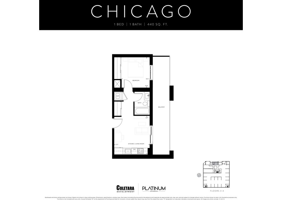Chicago floor plan at Platinum Condos by Coletara in Hamilton, ON