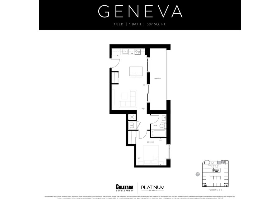 Geneva floor plan at Platinum Condos by Coletara in Hamilton, ON