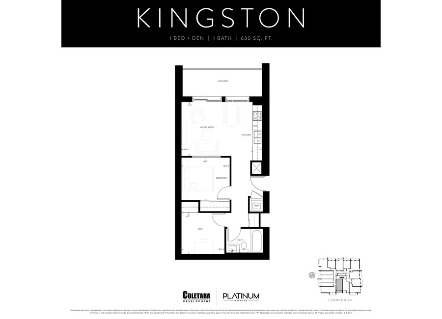 Kingston floor plan at Platinum Condos by Coletara in Hamilton, ON