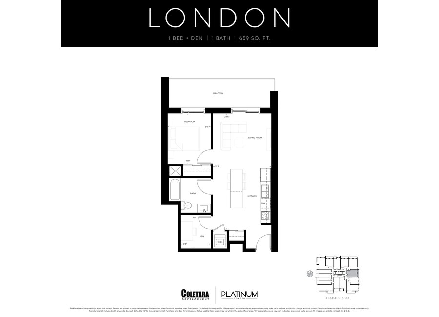 London floor plan at Platinum Condos by Coletara in Hamilton, ON