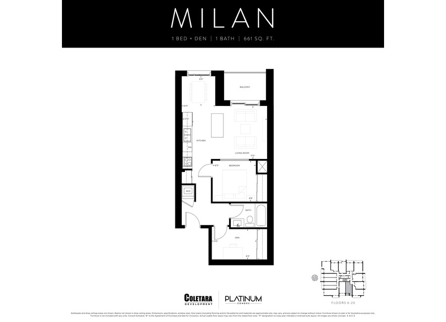 Milan floor plan at Platinum Condos by Coletara in Hamilton, ON