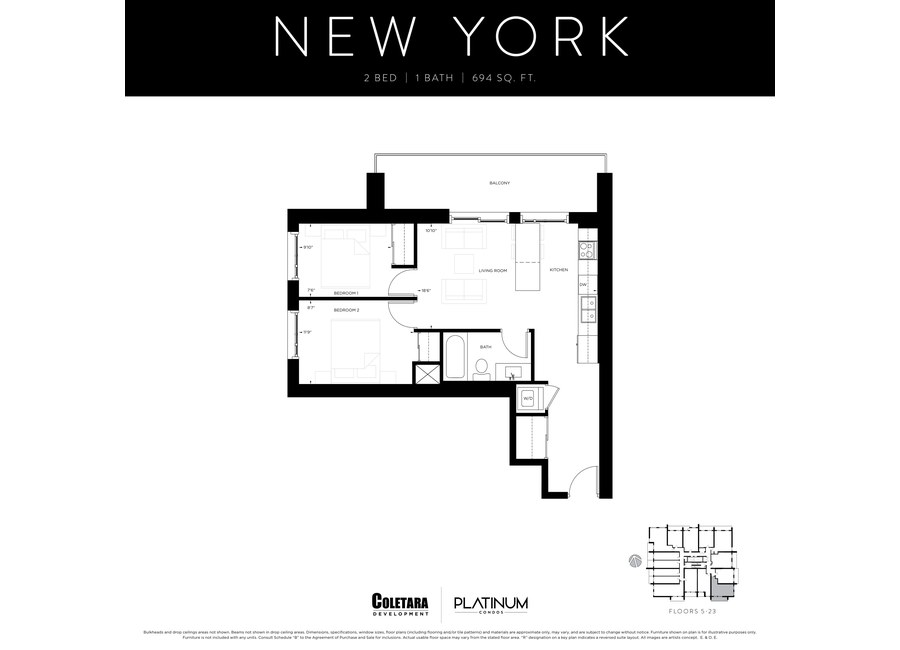 New York floor plan at Platinum Condos by Coletara in Hamilton, ON
