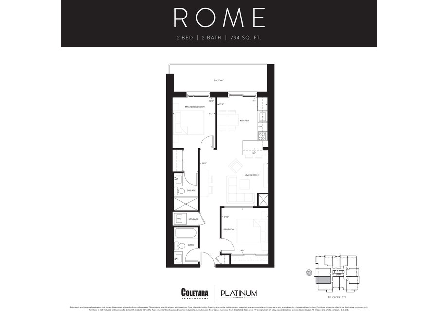 Rome floor plan at Platinum Condos by Coletara in Hamilton, ON