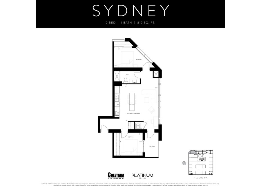 Sydney floor plan at Platinum Condos by Coletara in Hamilton, ON
