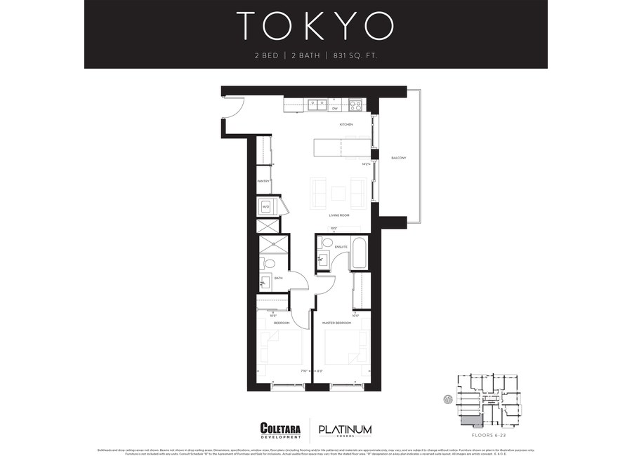 Tokyo floor plan at Platinum Condos by Coletara in Hamilton, ON