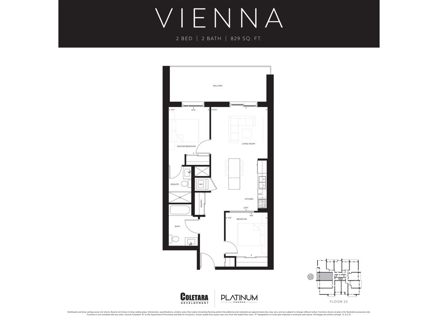 Vienna floor plan at Platinum Condos by Coletara in Hamilton, ON