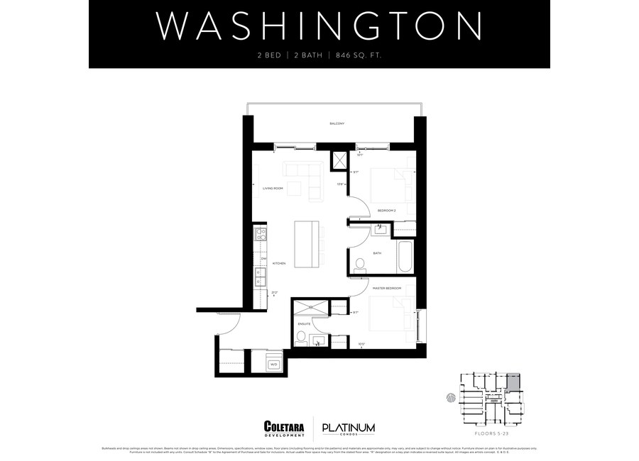 Washington floor plan at Platinum Condos by Coletara in Hamilton, ON