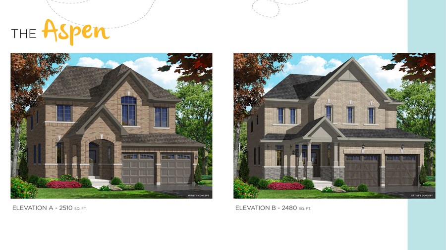 The Aspen new home model plan at the Honey Hill by Highcastle Homes in Alliston