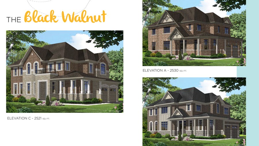 The Black Walnut new home model plan at the Honey Hill by Highcastle Homes in Alliston
