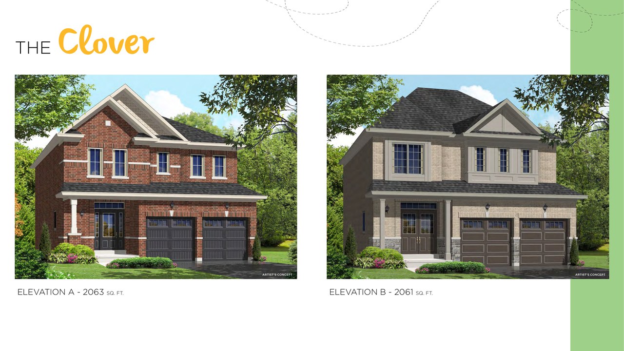 Clover floor plan at Honey Hill by Highcastle Homes in Alliston, Ontario
