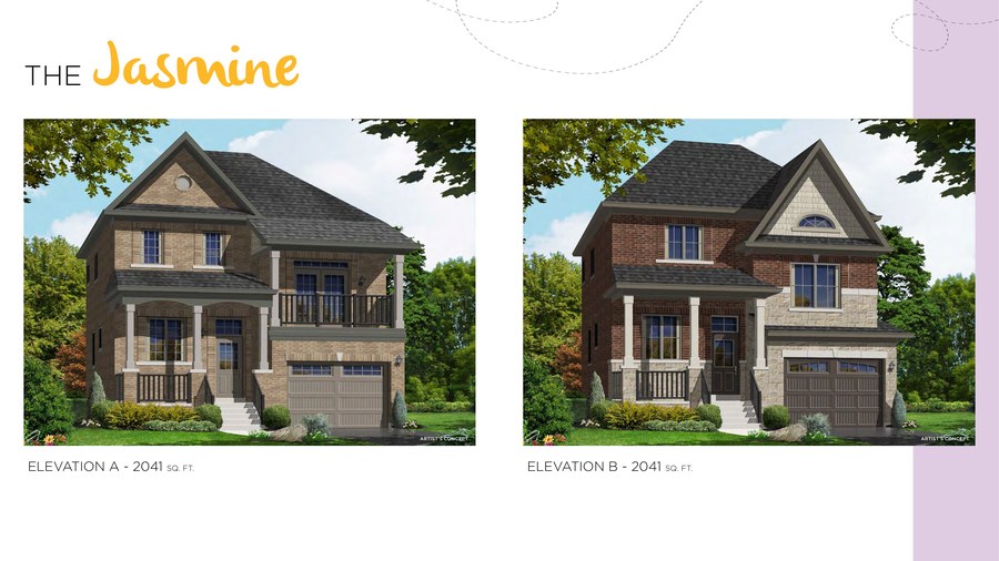 The Jasmine new home model plan at the Honey Hill by Highcastle Homes in Alliston