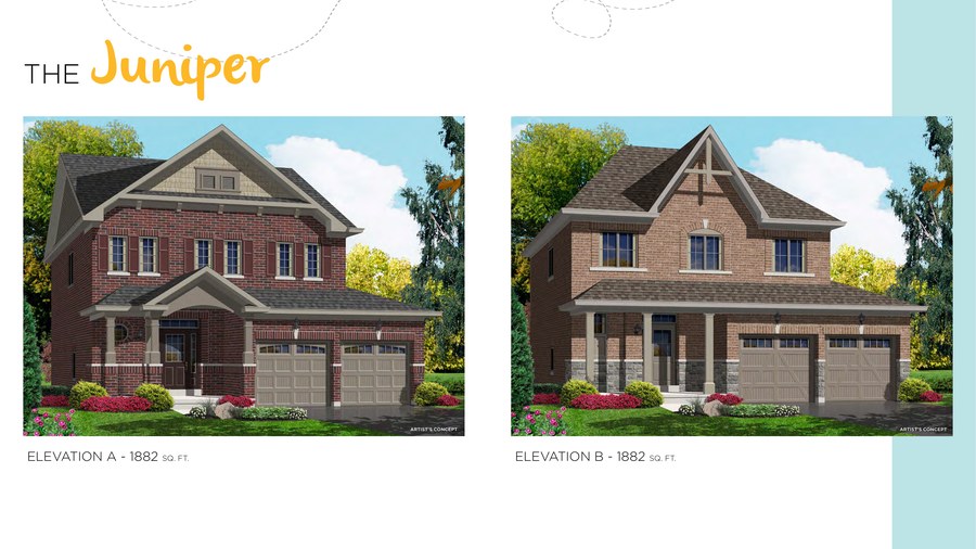 The Juniper new home model plan at the Honey Hill by Highcastle Homes in Alliston