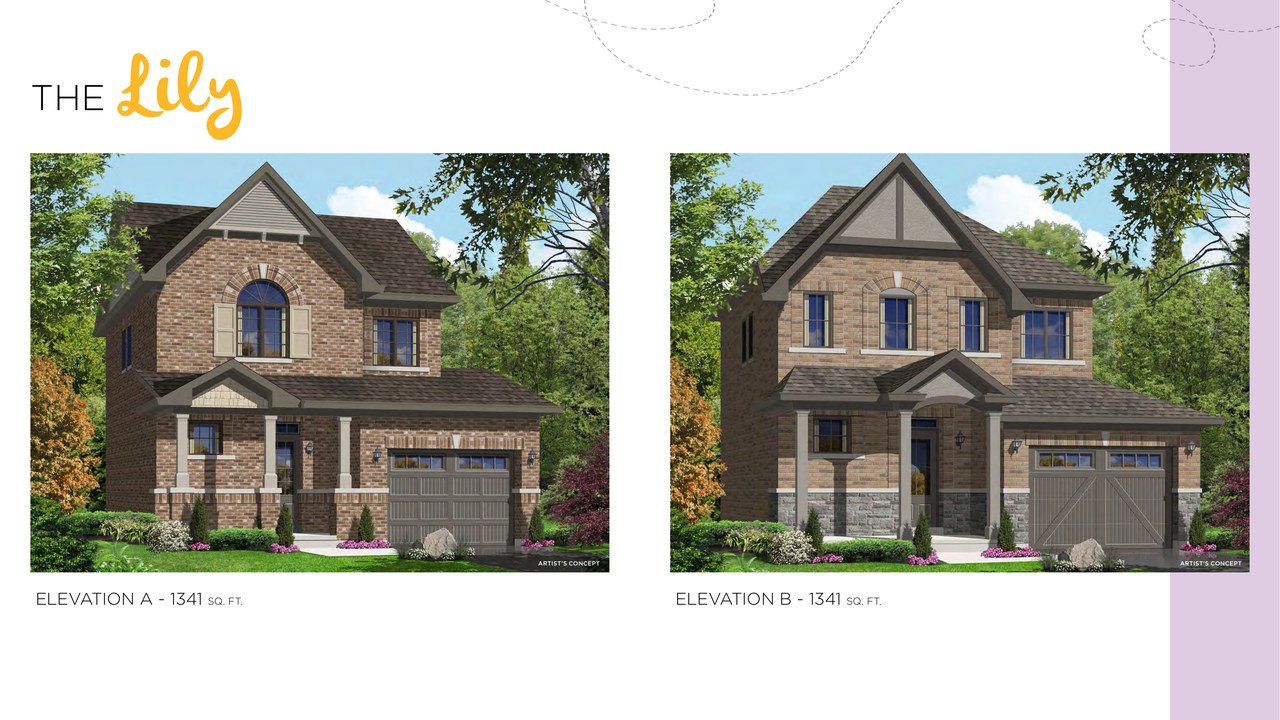 Lily floor plan at Honey Hill by Highcastle Homes in Alliston, Ontario