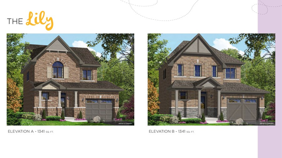 The Lily new home model plan at the Honey Hill by Highcastle Homes in Alliston