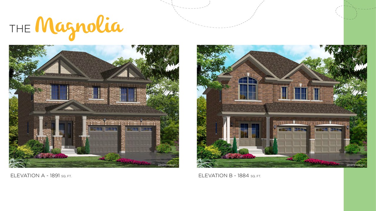 Magnolia floor plan at Honey Hill by Highcastle Homes in Alliston, Ontario