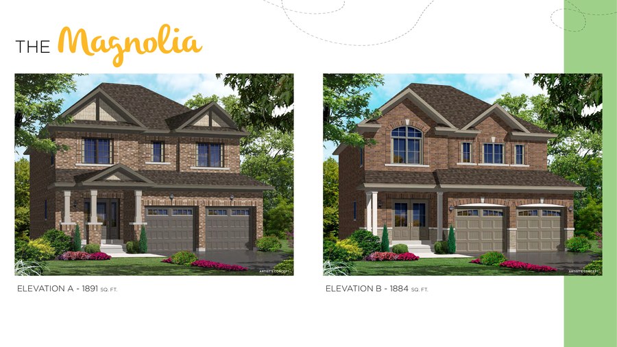 The Magnolia new home model plan at the Honey Hill by Highcastle Homes in Alliston