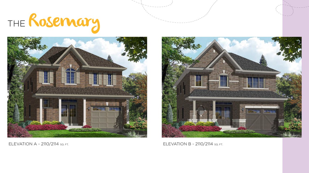 Rosemary floor plan at Honey Hill by Highcastle Homes in Alliston, Ontario