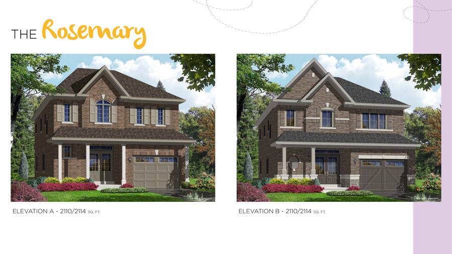 The Rosemary new home model plan at the Honey Hill by Highcastle Homes in Alliston