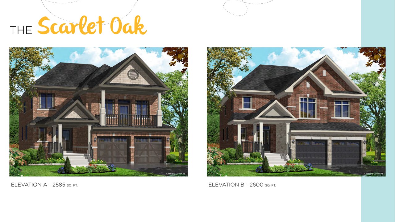 Scarlet Oak floor plan at Honey Hill by Highcastle Homes in Alliston, Ontario