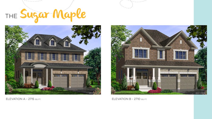 The Sugar Maple new home model plan at the Honey Hill by Highcastle Homes in Alliston
