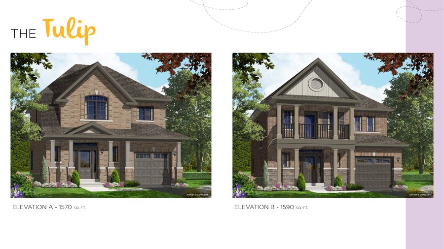 The Tulip new home model plan at the Honey Hill by Highcastle Homes in Alliston